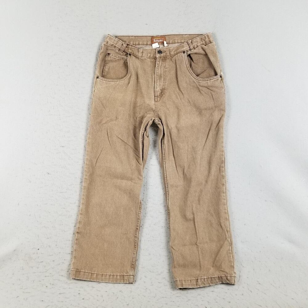 Tailgater Jeans Mens 34XS Brown FitForever Cotton Relaxed Straight Casual Pants
